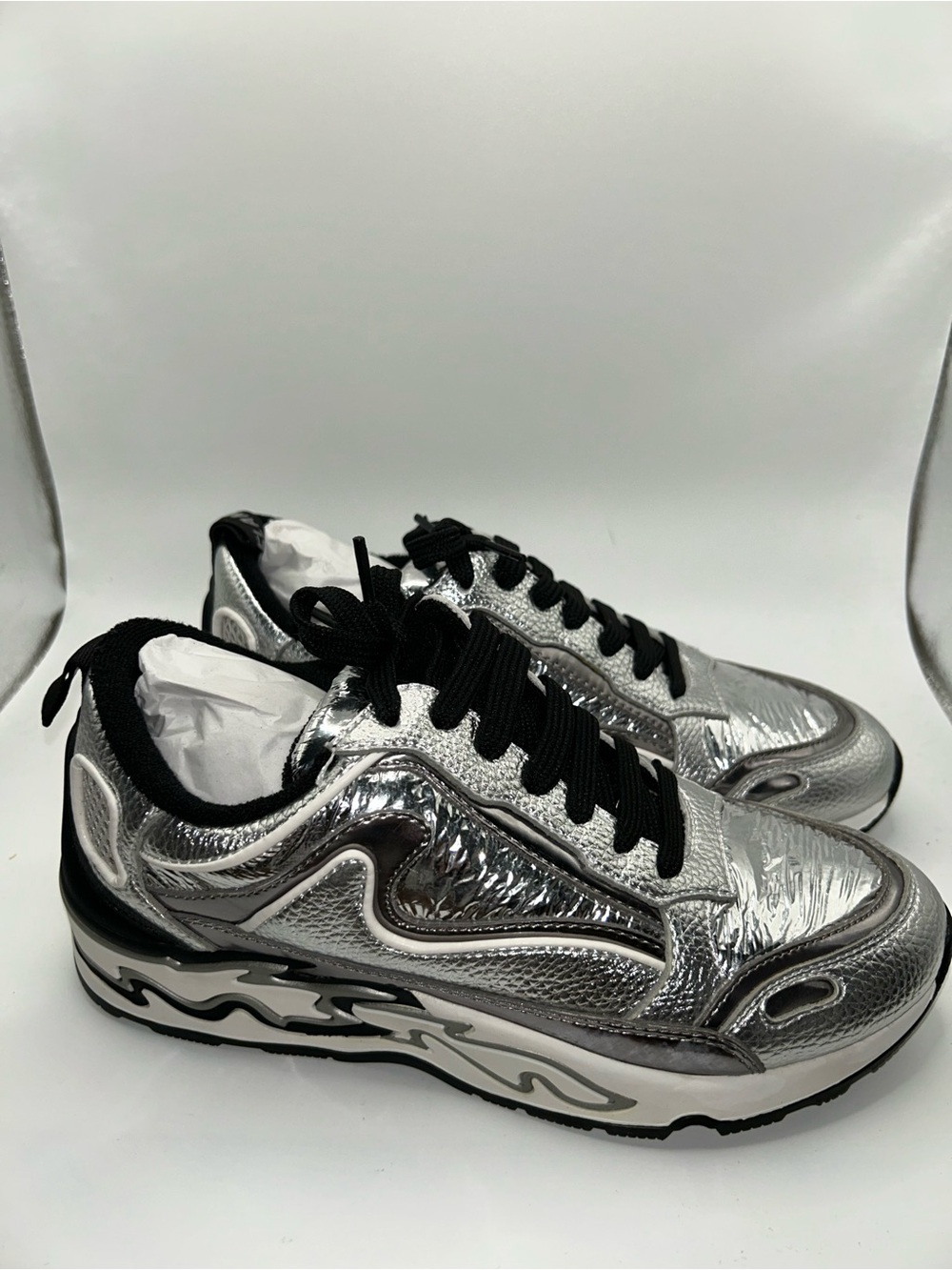 Sandro silver flame argent sneakers size 35 NIB